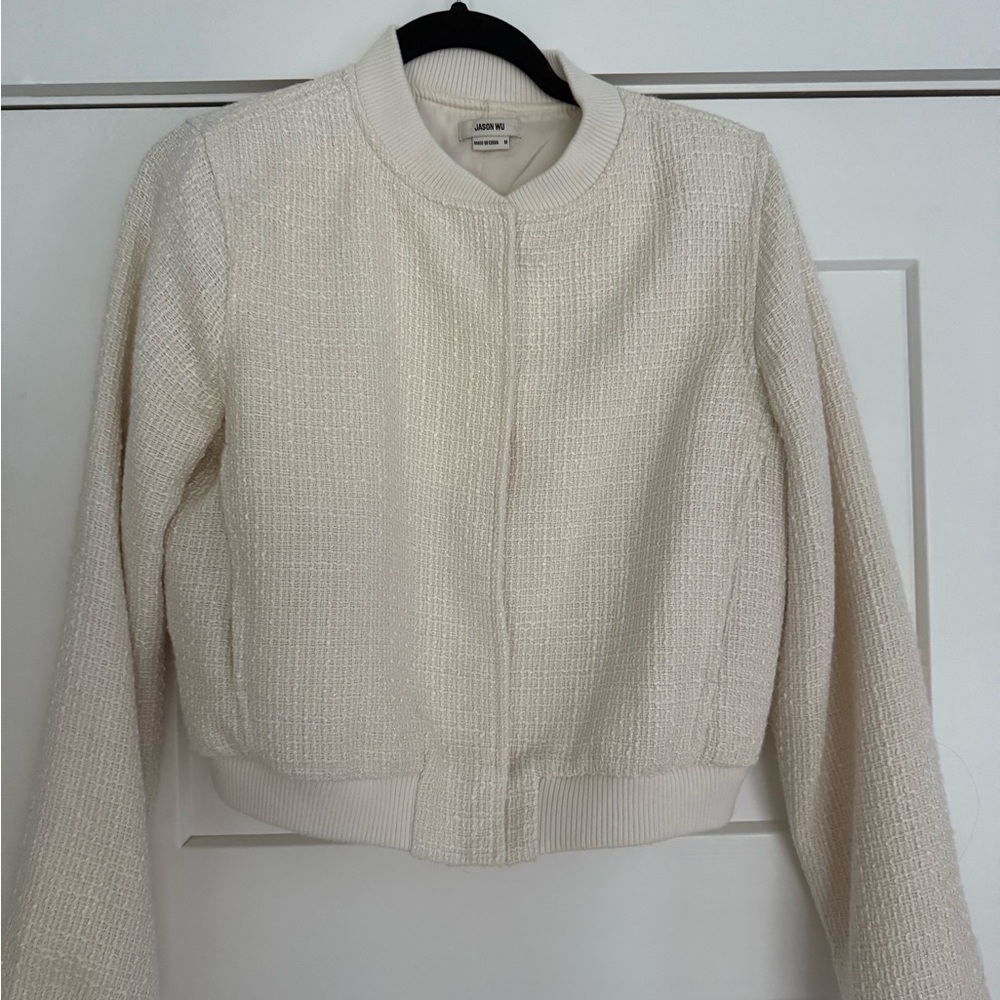 Jason Wu Tweed Cream Bomber Jacket